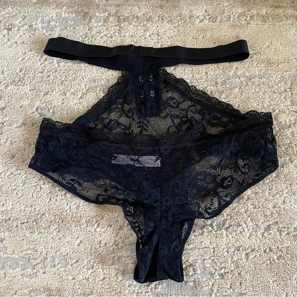 Adore Me Panties Sheer Lace Solid Black Temperance Cheeky: Medium - Picture 5 of 10